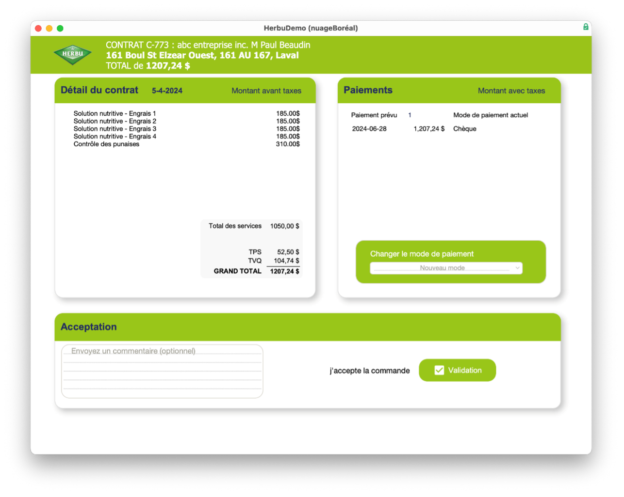 Espace client web de FM RoutePro